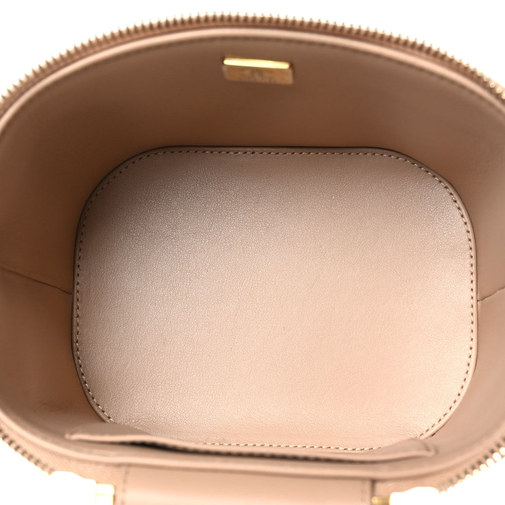 Lambskin Quilted Trendy Vanity Case Beige