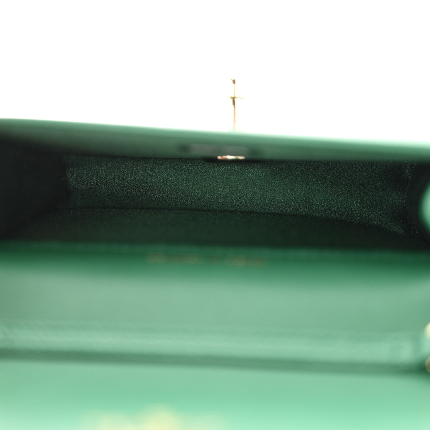 Lambskin Crystal Diamante Clutch With Chain Green
