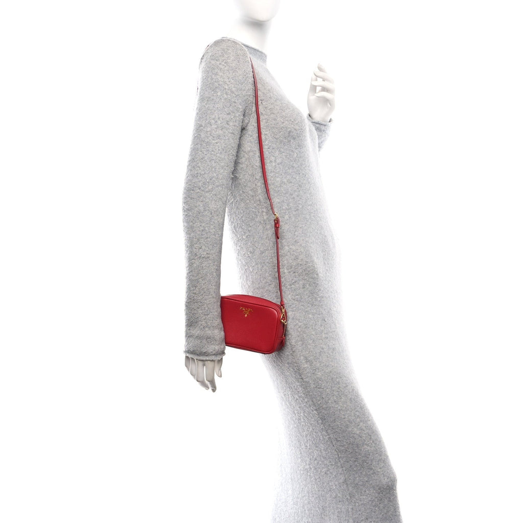 Saffiano Mini Camera Crossbody Bag Fuoco