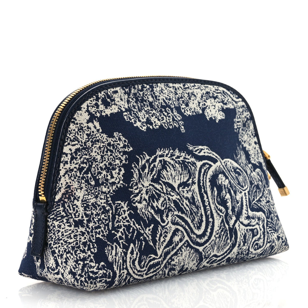 Embroidered Toile De Jouy 30 Montaigne Cosmetic Pouch Blue