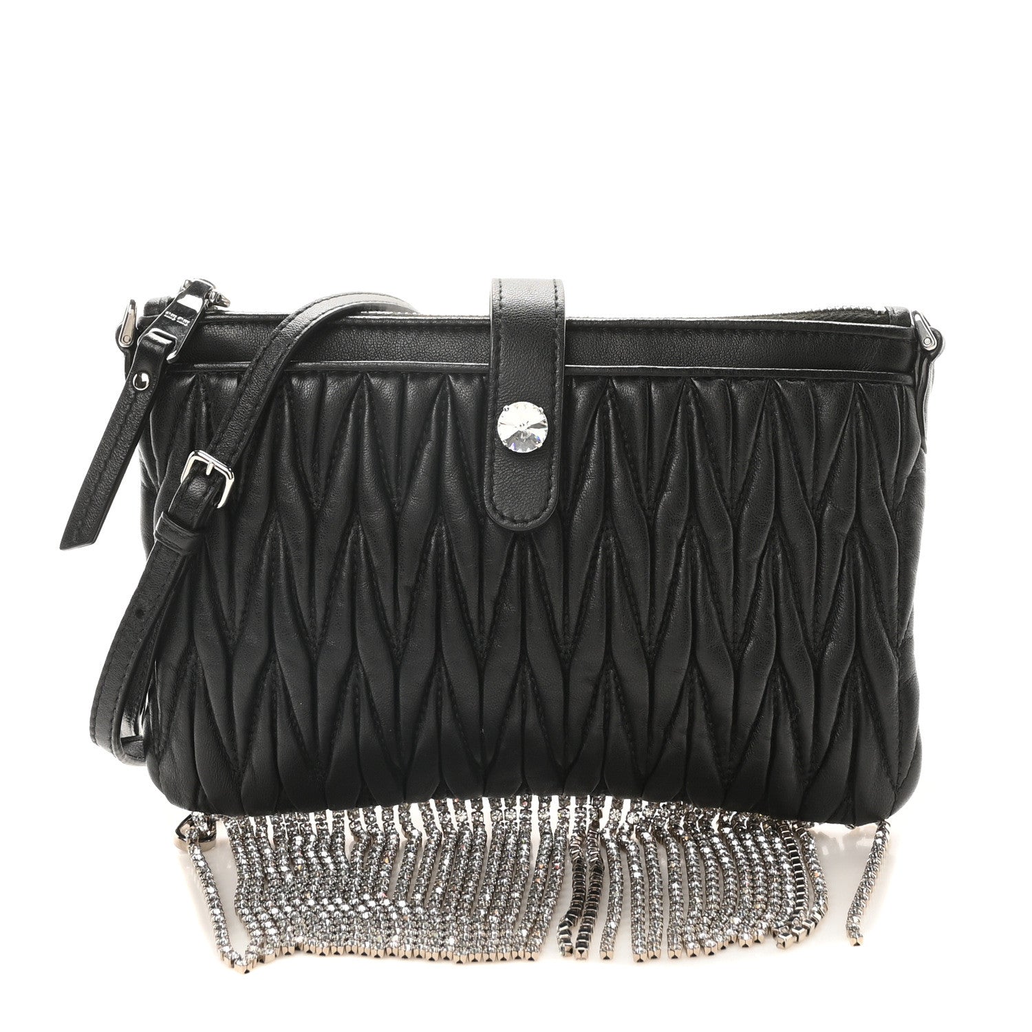 Nappa Matelasse Crystal Mini Crossbody Black