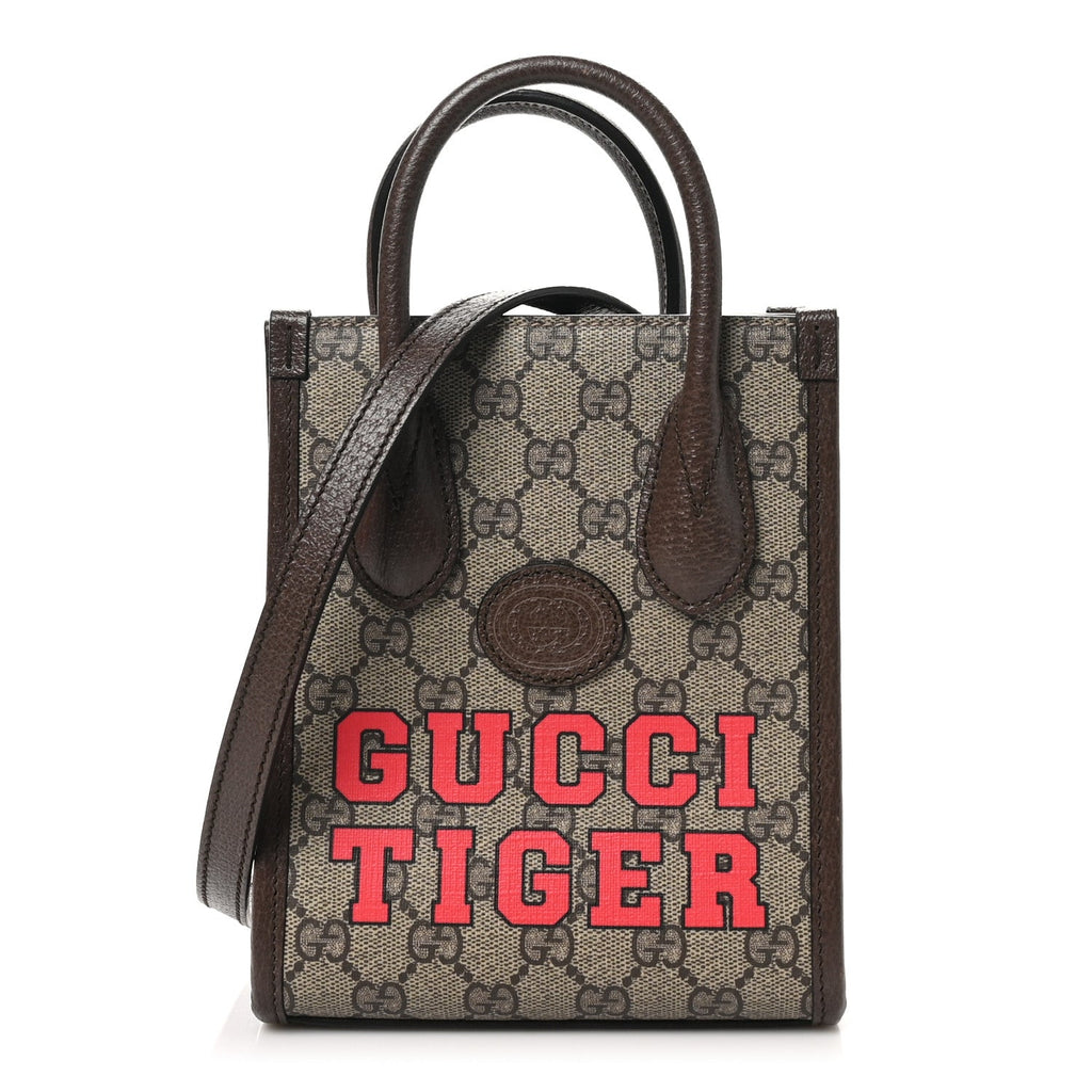 GG Supreme Monogram Textured Dollar Calfskin Web Gucci Tiger Mini Retro Interlocking G Tote Bag Beige Ebony Live Red New Shamarock New Acero