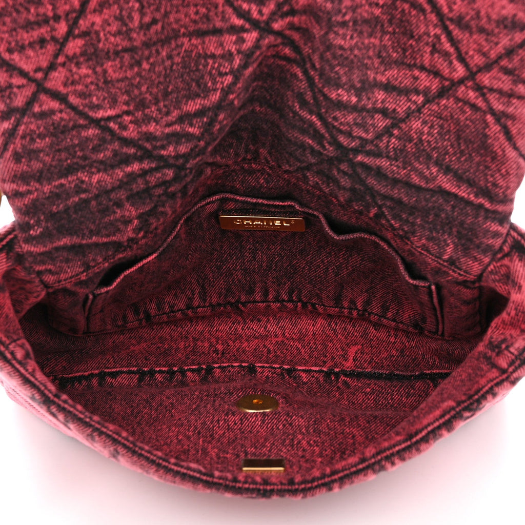 Washed Denim Quilted Medium Chanel 19 Flap Pink