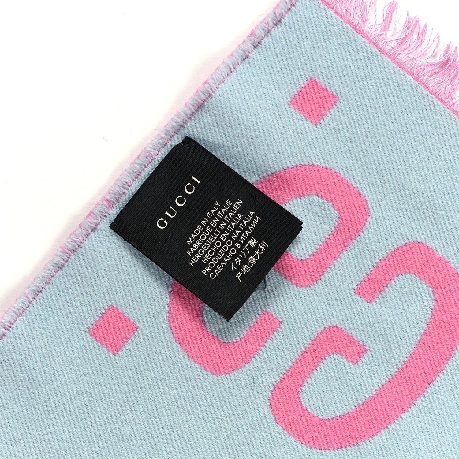 Wool Silk Monogram Jumbo GG Freedom Scarf Roseate Sky Blue