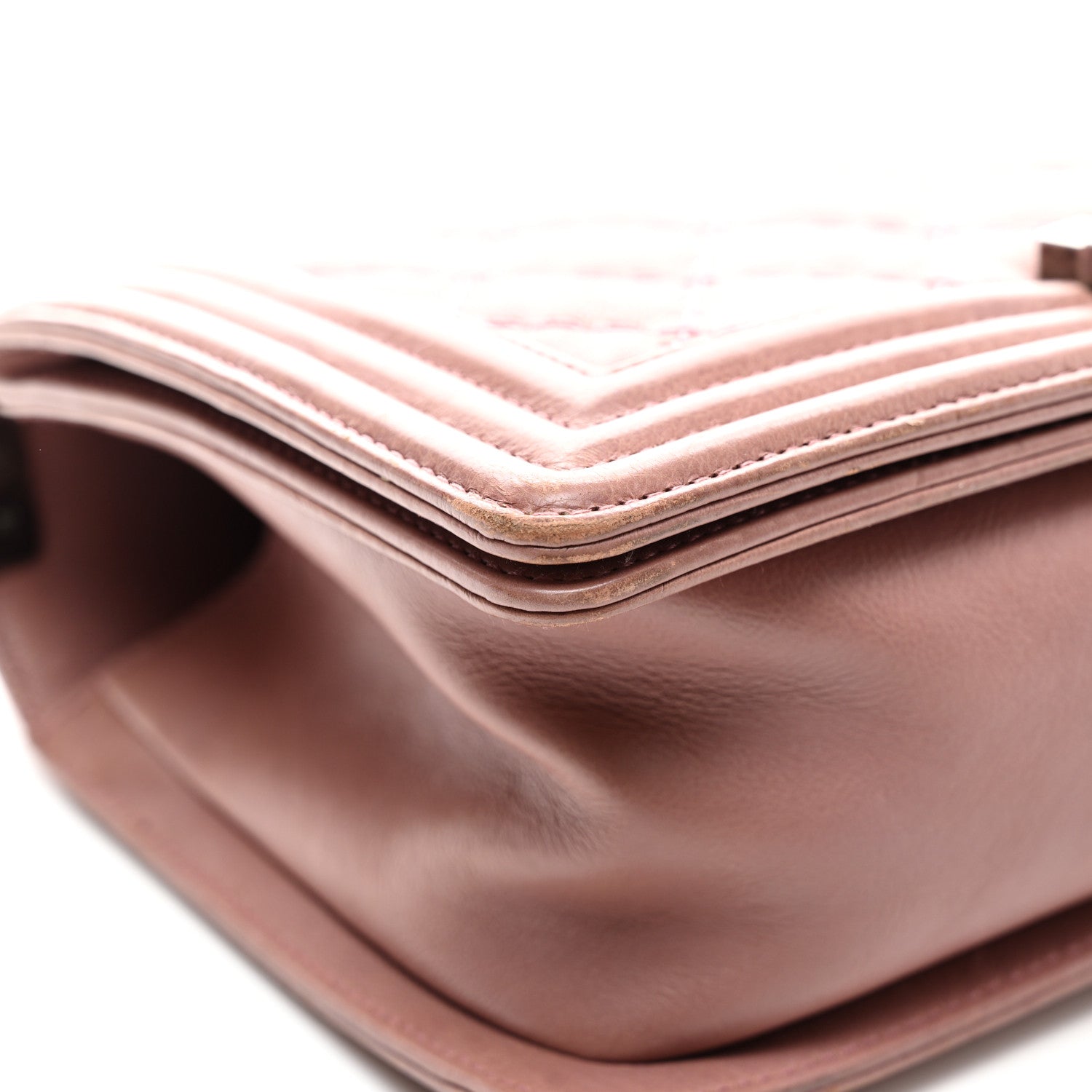 Calfskin Quilted Double Stitch Medium Boy Flap Pink
