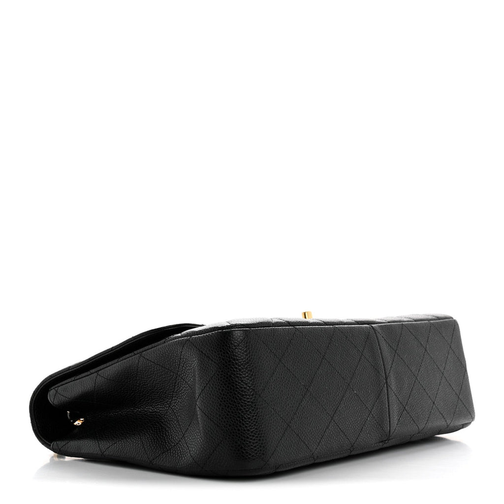 Caviar Quilted Jumbo Double Flap Black