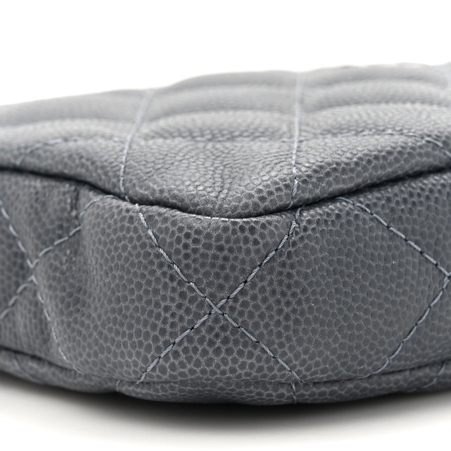 Caviar Quilted Small Clutch With Chain Grey