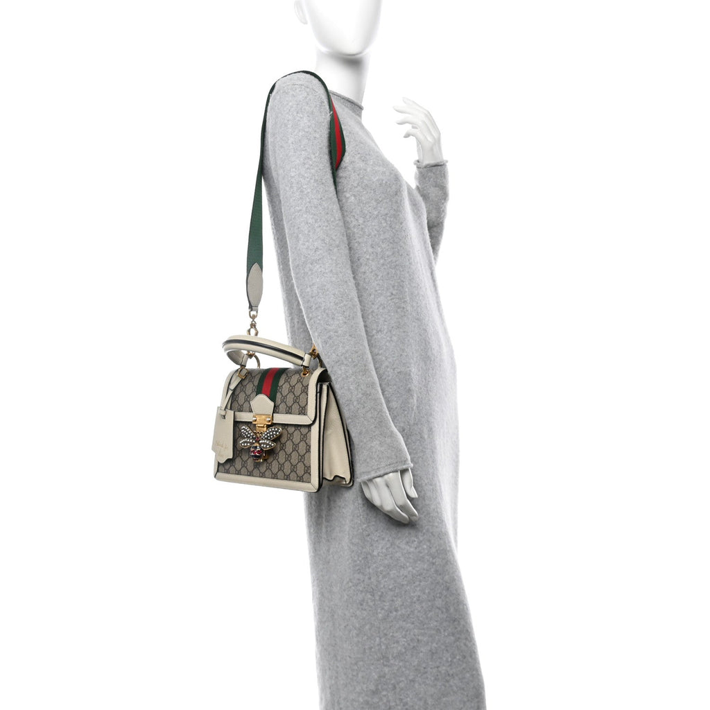 GG Supreme Monogram Small Queen Margaret Top Handle Bag White