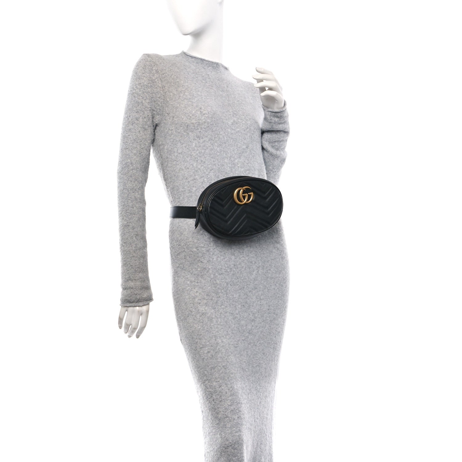 Calfskin Matelasse GG Marmont Belt Bag 85 34 Black