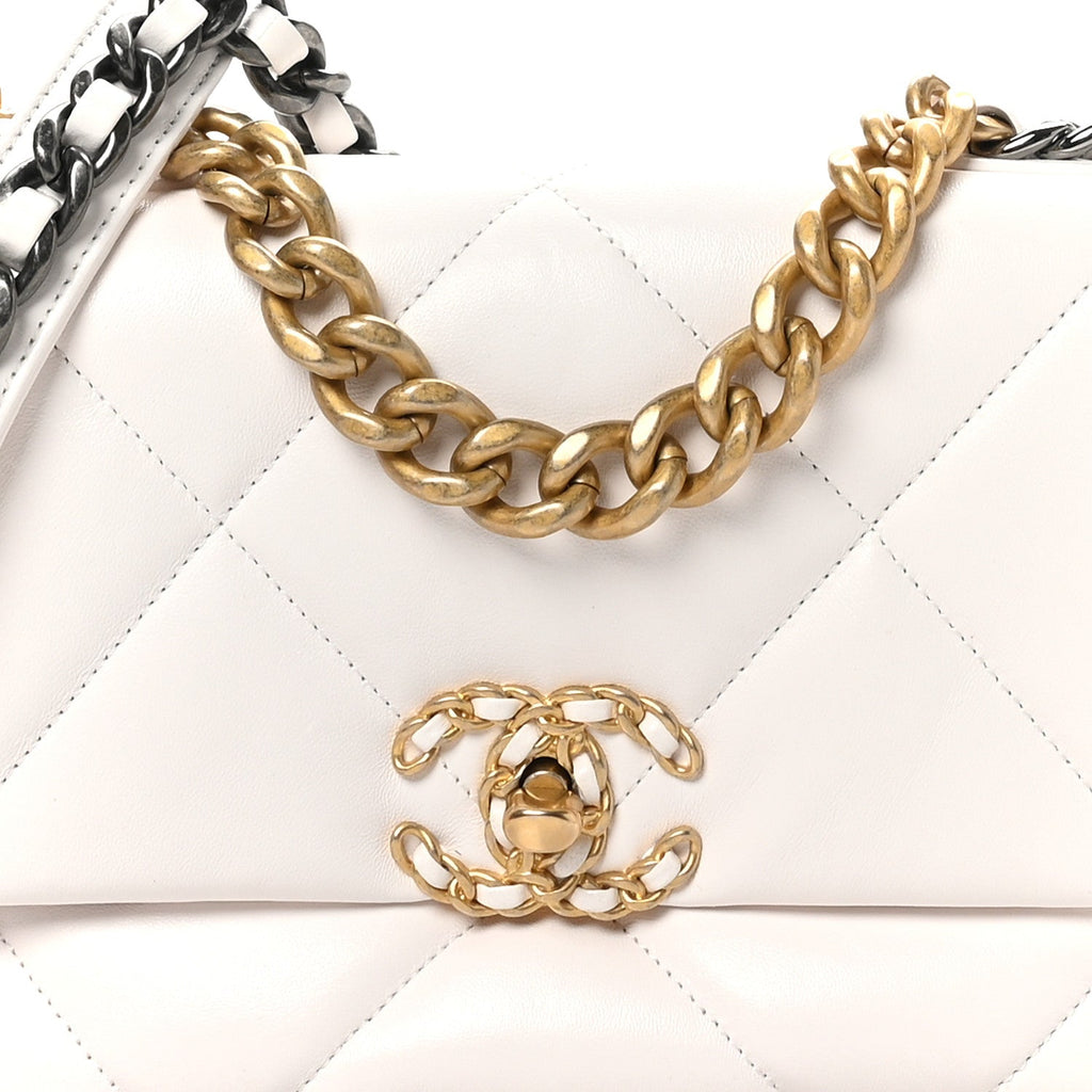 Lambskin Quilted Medium Chanel 19 Flap White