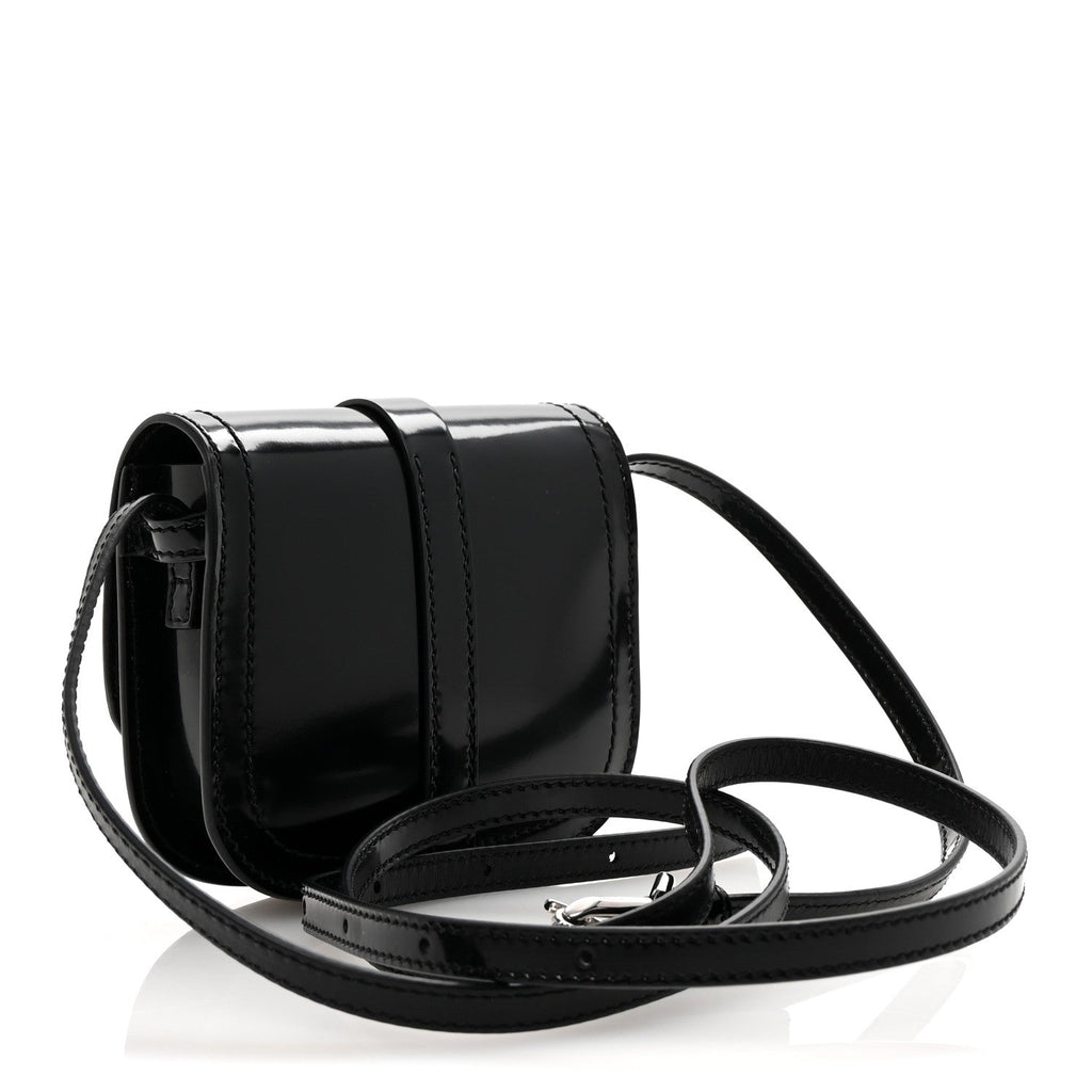 Shiny Calfskin Voyou Neck Crossbody Bag Black
