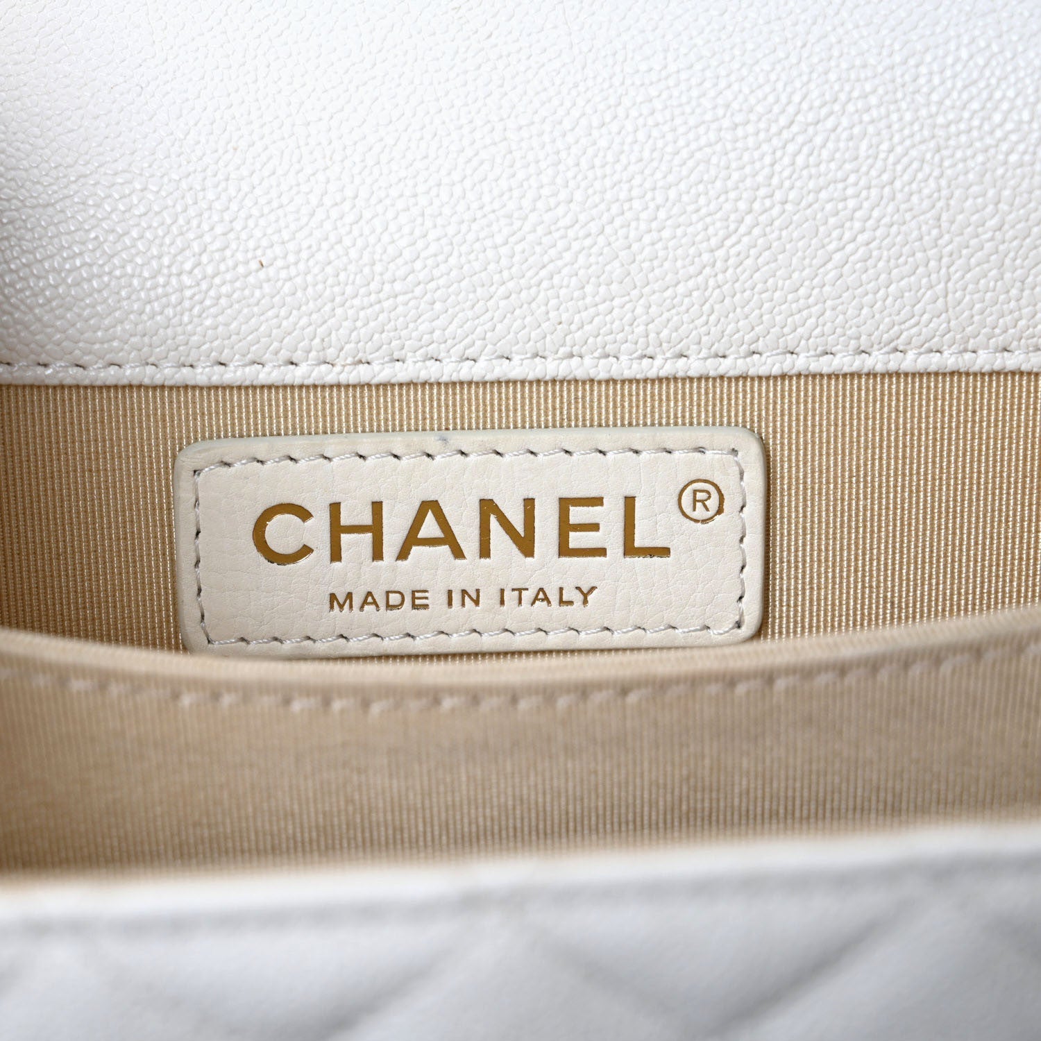 Caviar Quilted North South Boy Flap White