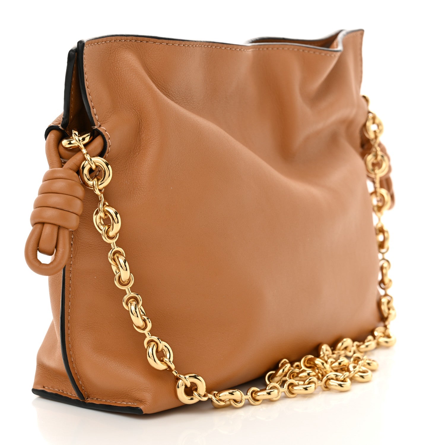 Nappa Calfskin Mini Flamenco Knot Clutch With Chain Warm Desert