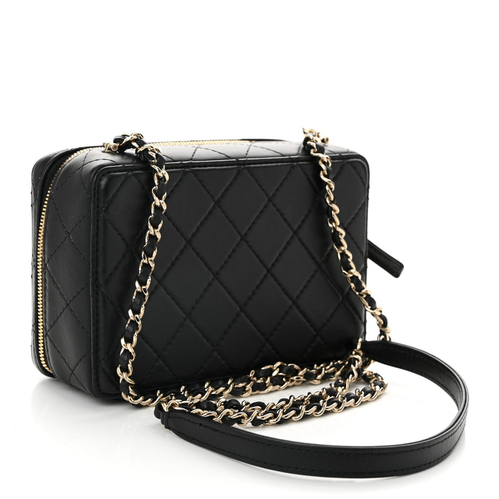 Lambskin Quilted Coco  Bag Black