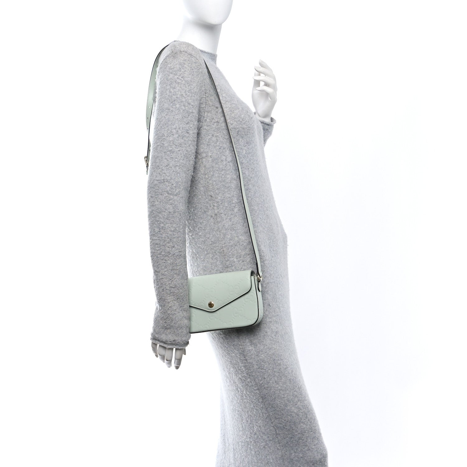 Calfskin GG Super Mini Shoulder Bag Pale Green
