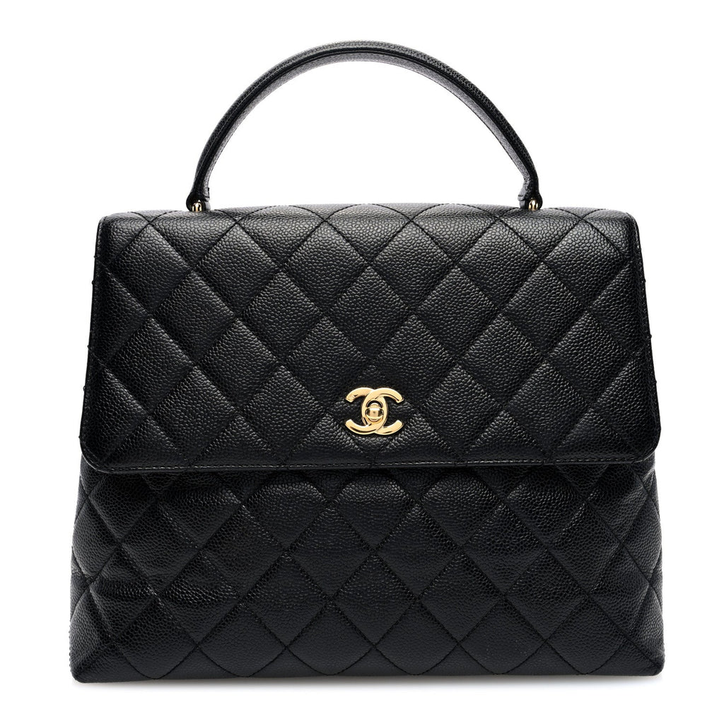 Caviar Quilted Jumbo Kelly Flap Black