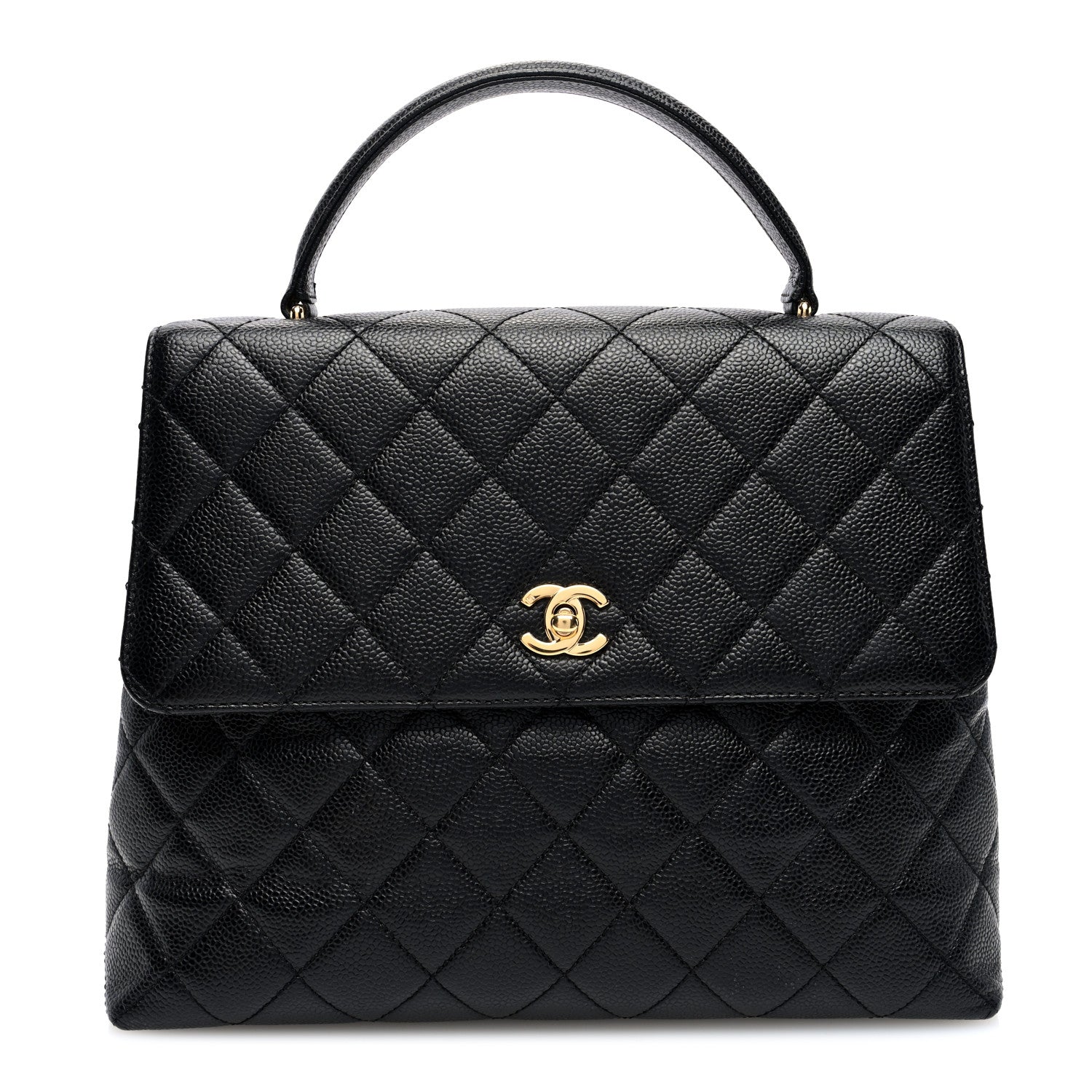 Caviar Quilted Jumbo Kelly Flap Black