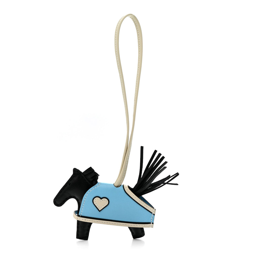 Milo Lambskin Grigri Rodeo Robeo Coeur Bag Charm PM Black Craie Celeste