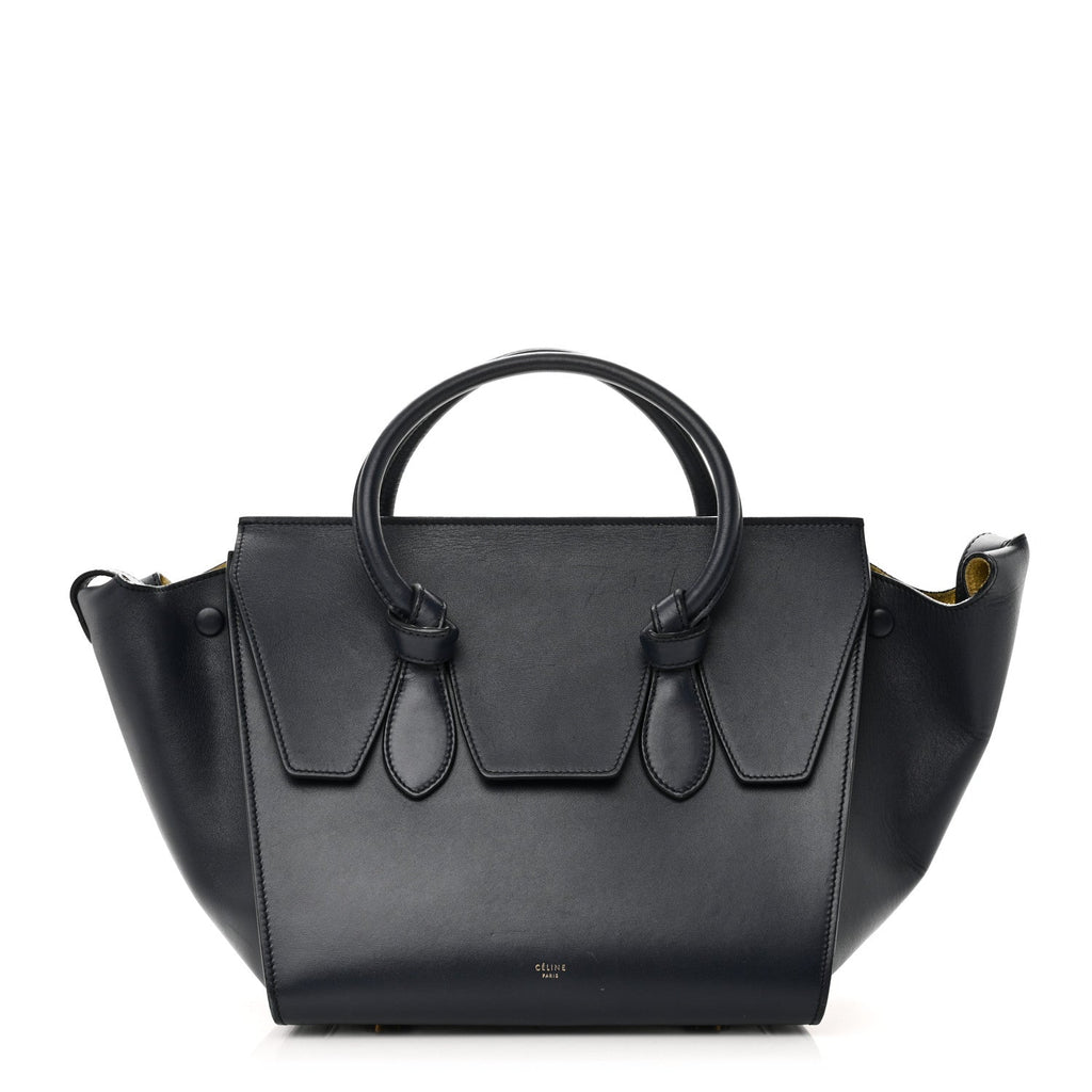 Smooth Calfskin Small Tie Knot Tote Navy Blue