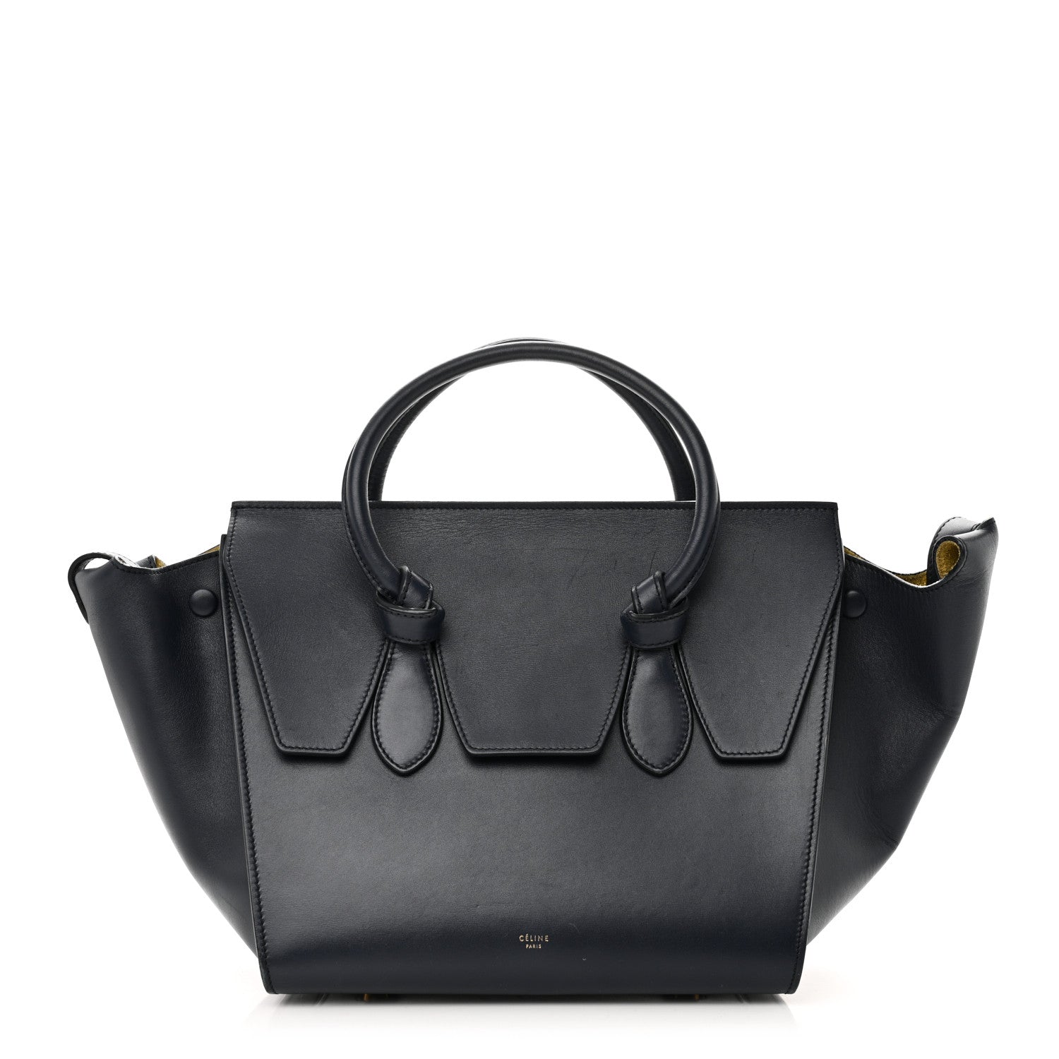 Smooth Calfskin Small Tie Knot Tote Navy Blue