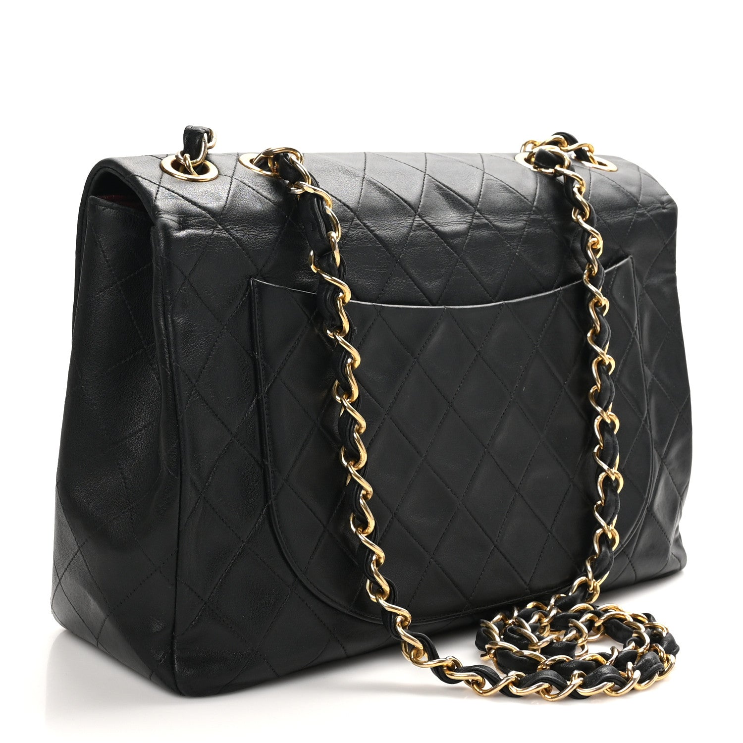 Lambskin Quilted Jumbo Single Flap Black