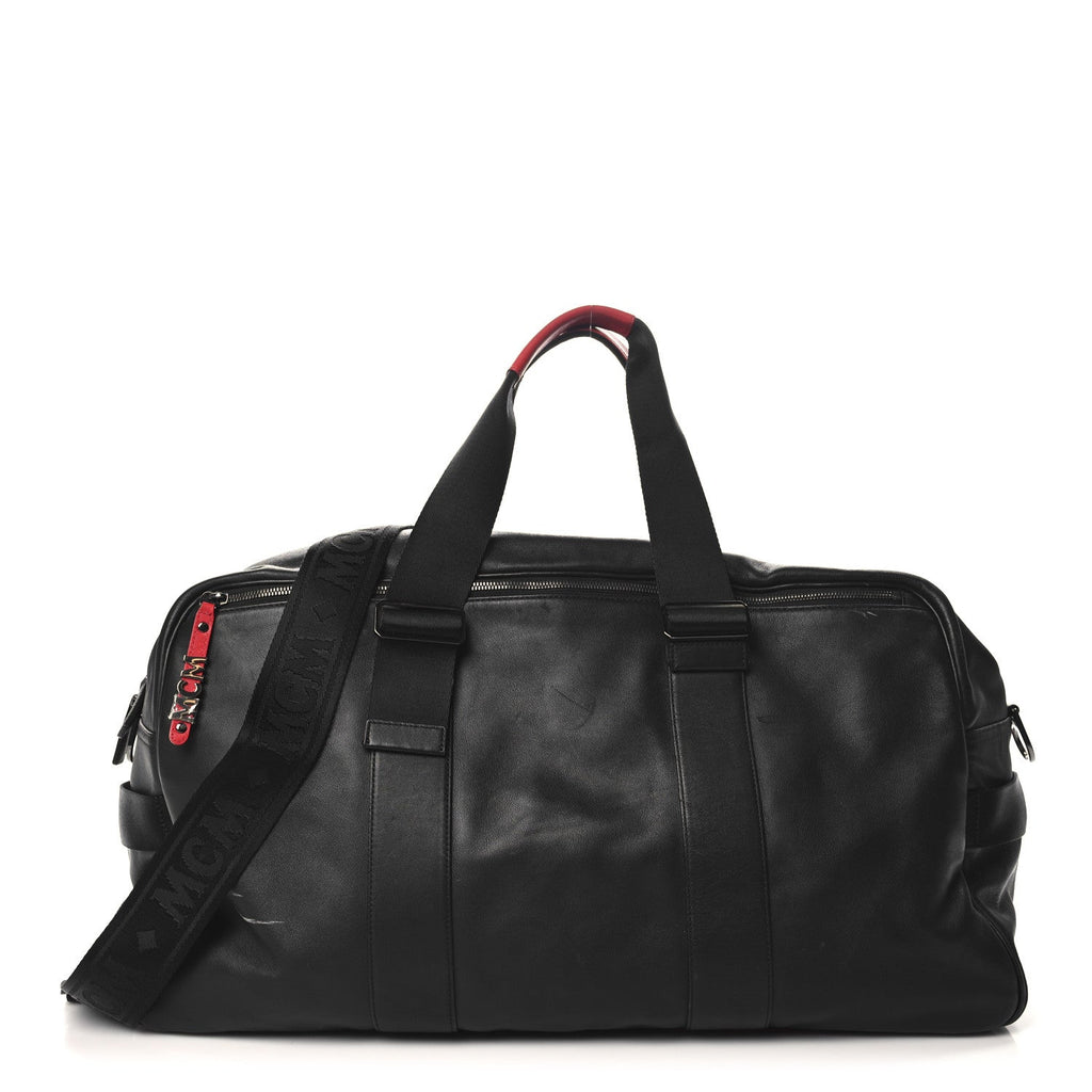Calfskin Duffle Bag Black Red