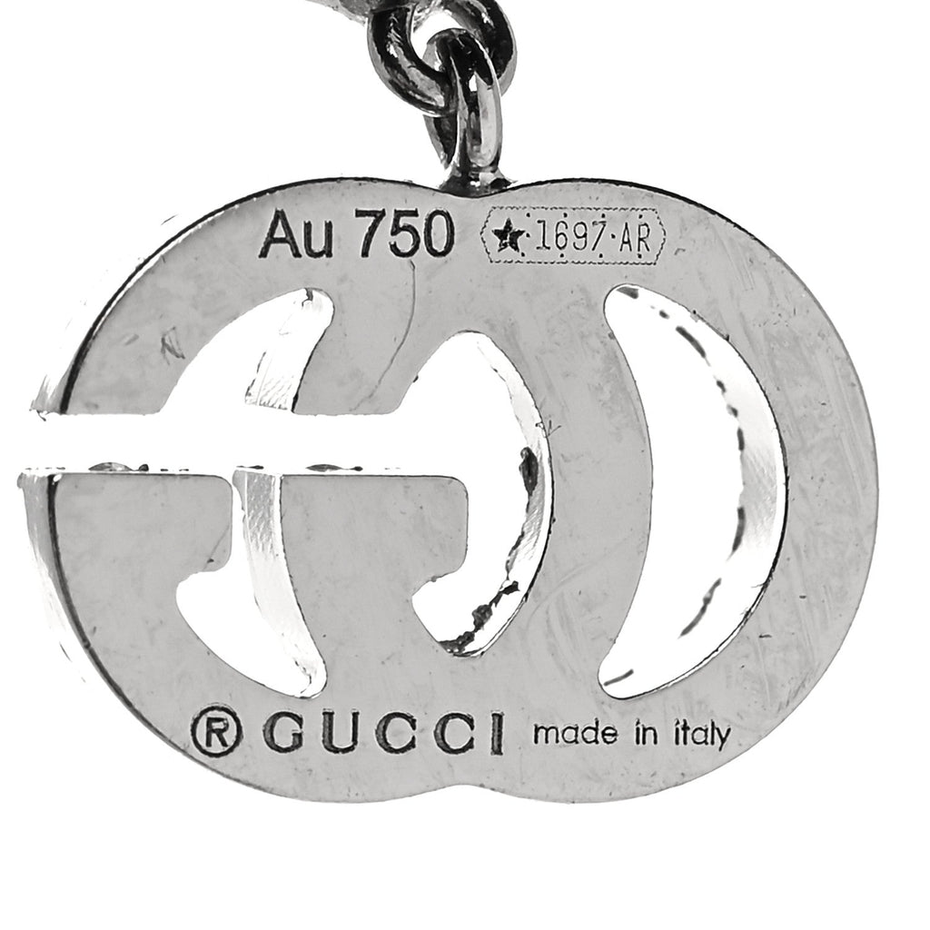 18K White Gold Diamond GG Running Heart Drop Earrings