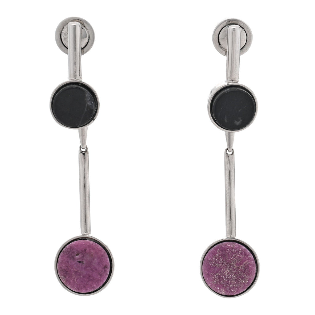 Metal Marble Drop Earrings Pink Black