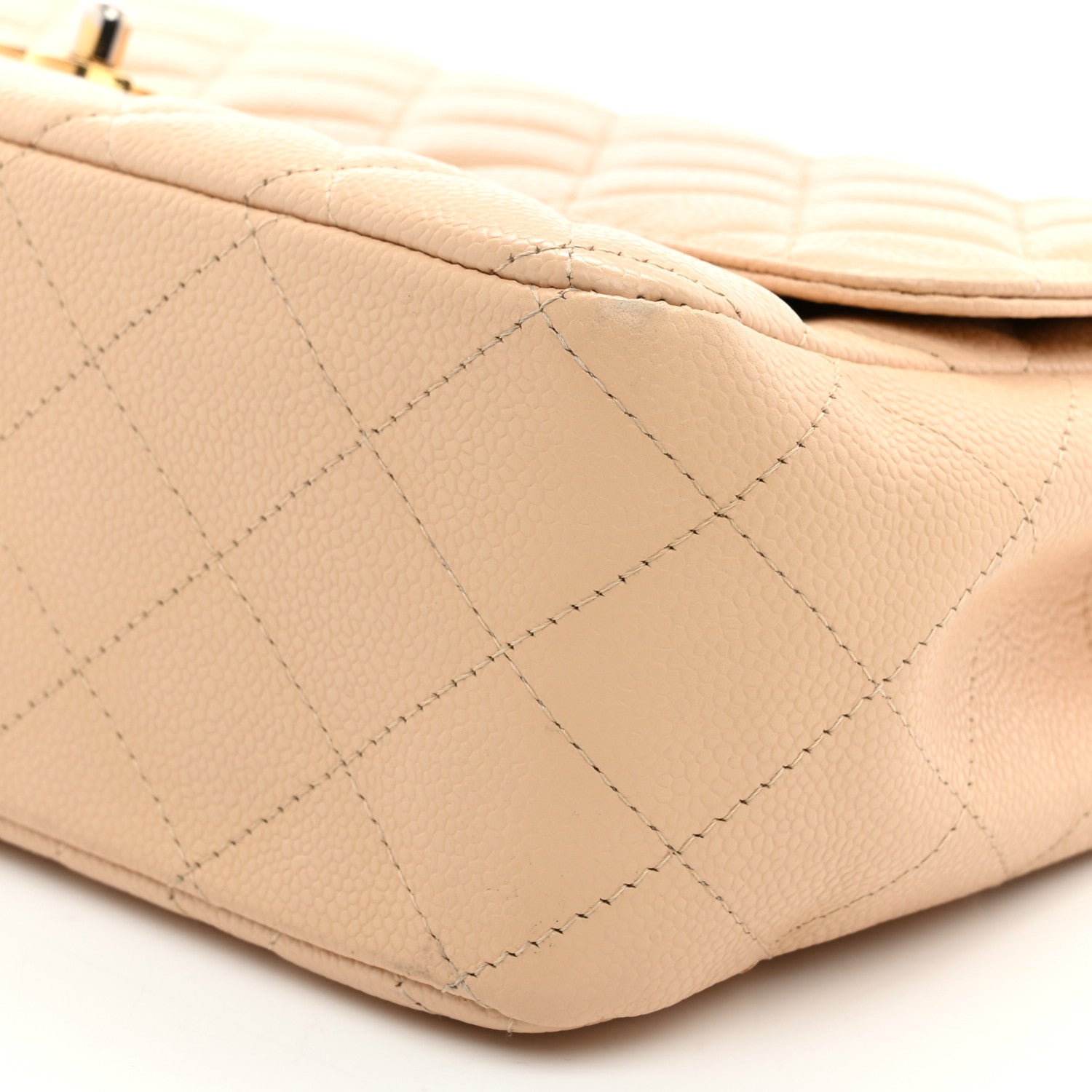 Caviar Quilted Jumbo Single Flap Beige