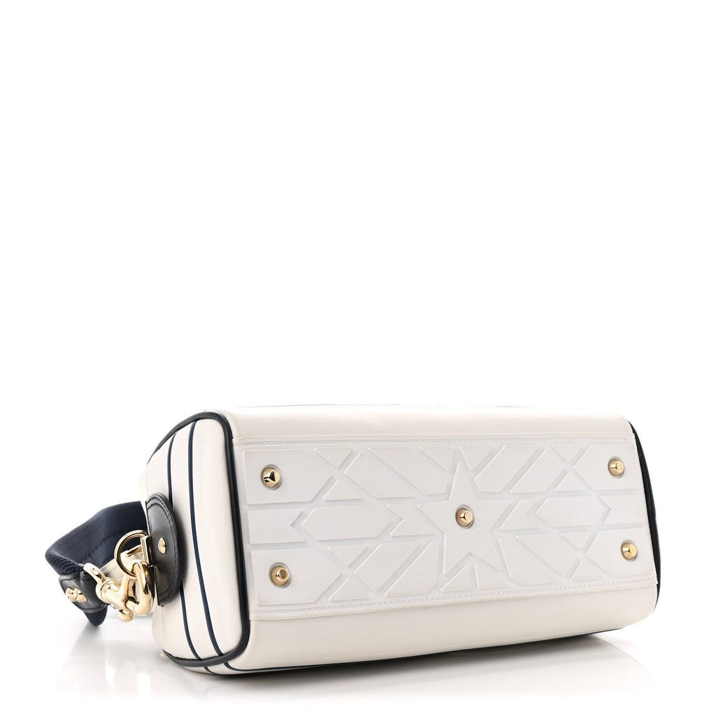 Calfskin Small Dior Vibe Zip Bowling Bag White