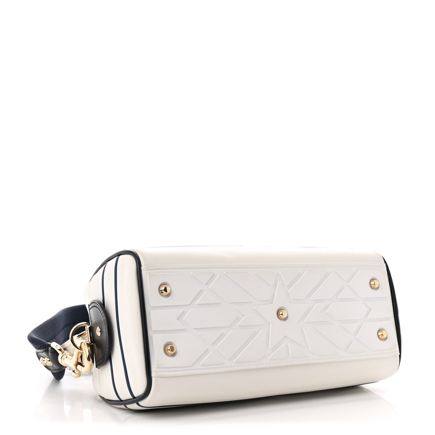 Calfskin Small Dior Vibe Zip Bowling Bag White
