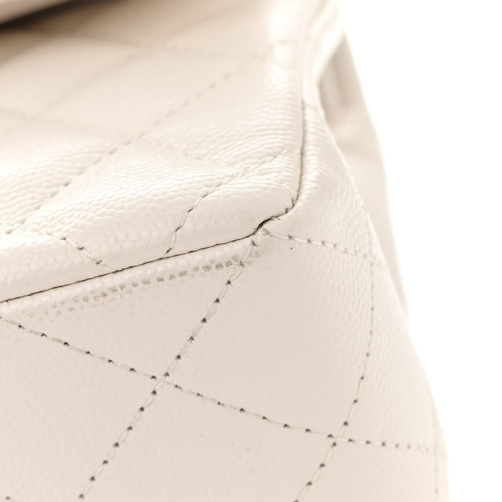 Caviar Quilted Small Double Flap White