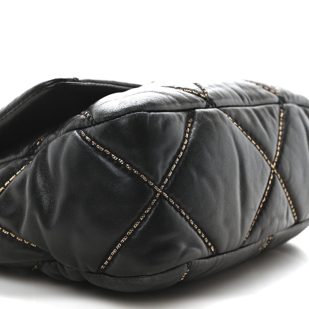 Lambskin Chain Quilted Medium Chanel 19 Flap Black