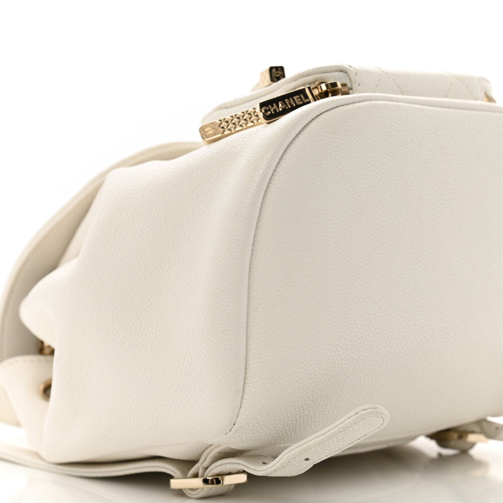 Caviar Quilted Business Affinity Backpack White