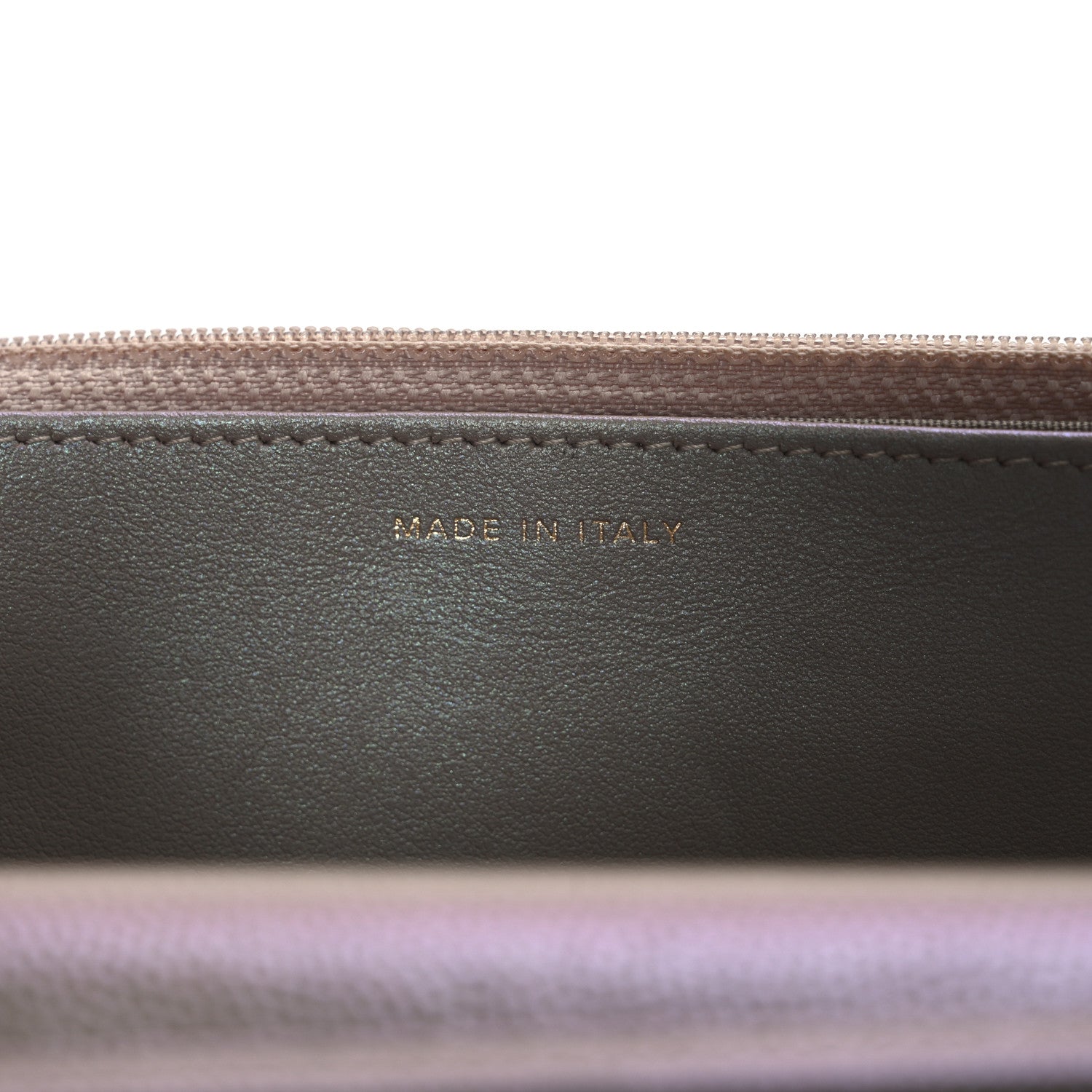 Iridescent Caviar Quilted Wallet on Chain WOC Beige