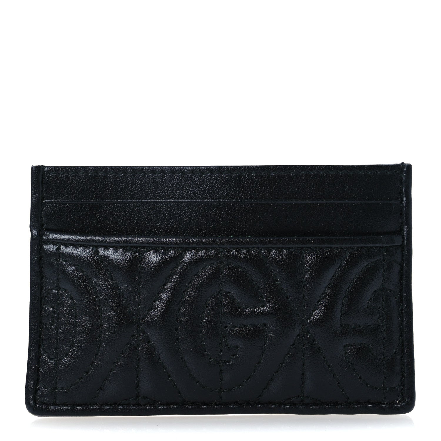 Calfskin G Rhombus Quilted  Holder Black
