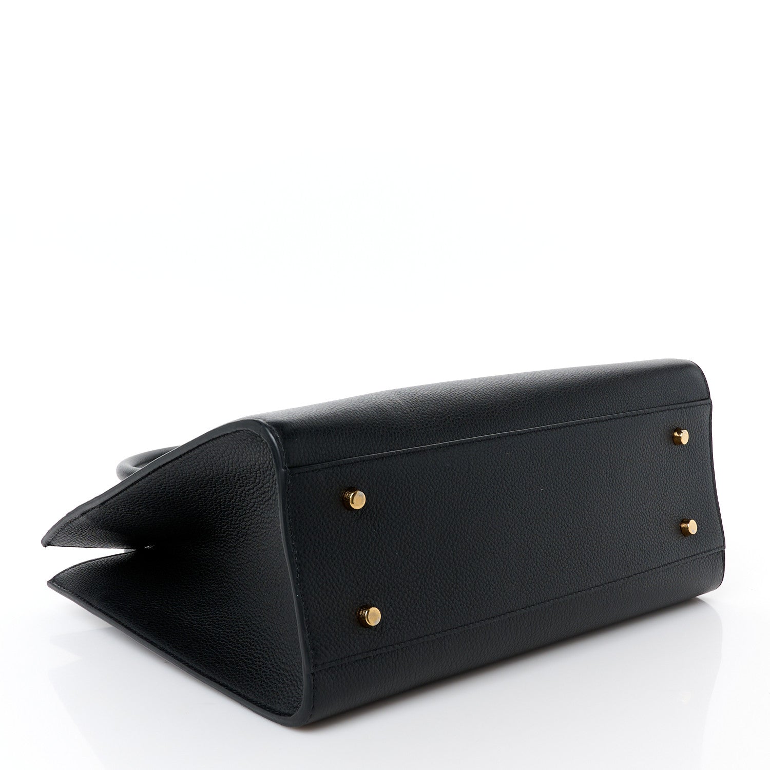 Grained Calfskin Large Virtus Top Handle Shoulder Bag Black