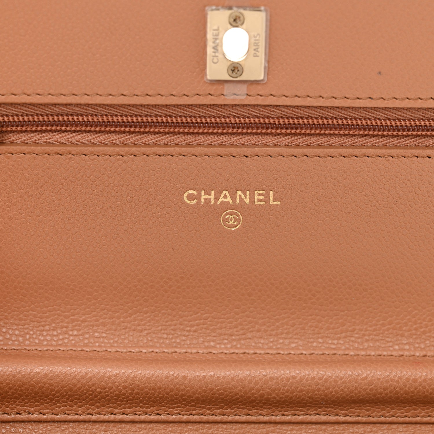 Caviar Quilted CC Turnlock Wallet On Chain WOC Brown