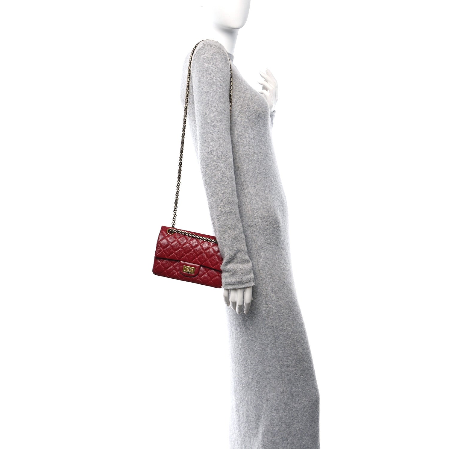 Aged Calfskin Quilted 2.55 Reissue Mini Flap Red