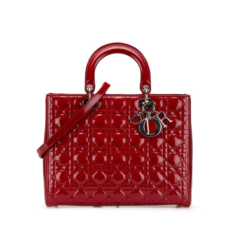 Dior Lady Dior Cannage Patent Leather 2way Bag