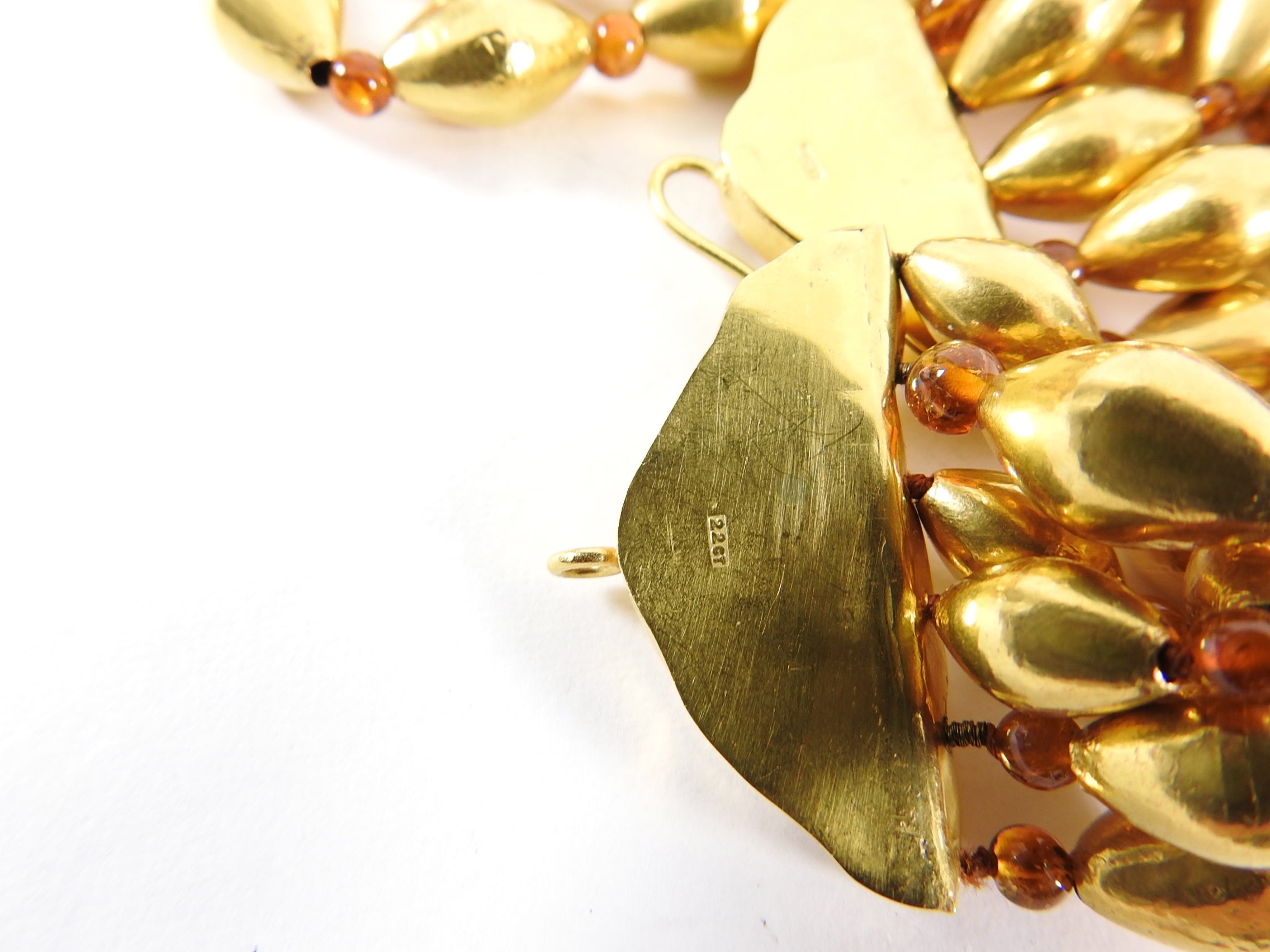 Fred Leighton 22k Gold Asian Carved Amber Multi-Strand Bead Necklace