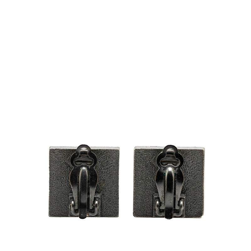 Chanel Metal Square Coco Mark Rhinestone Earrings 00A
