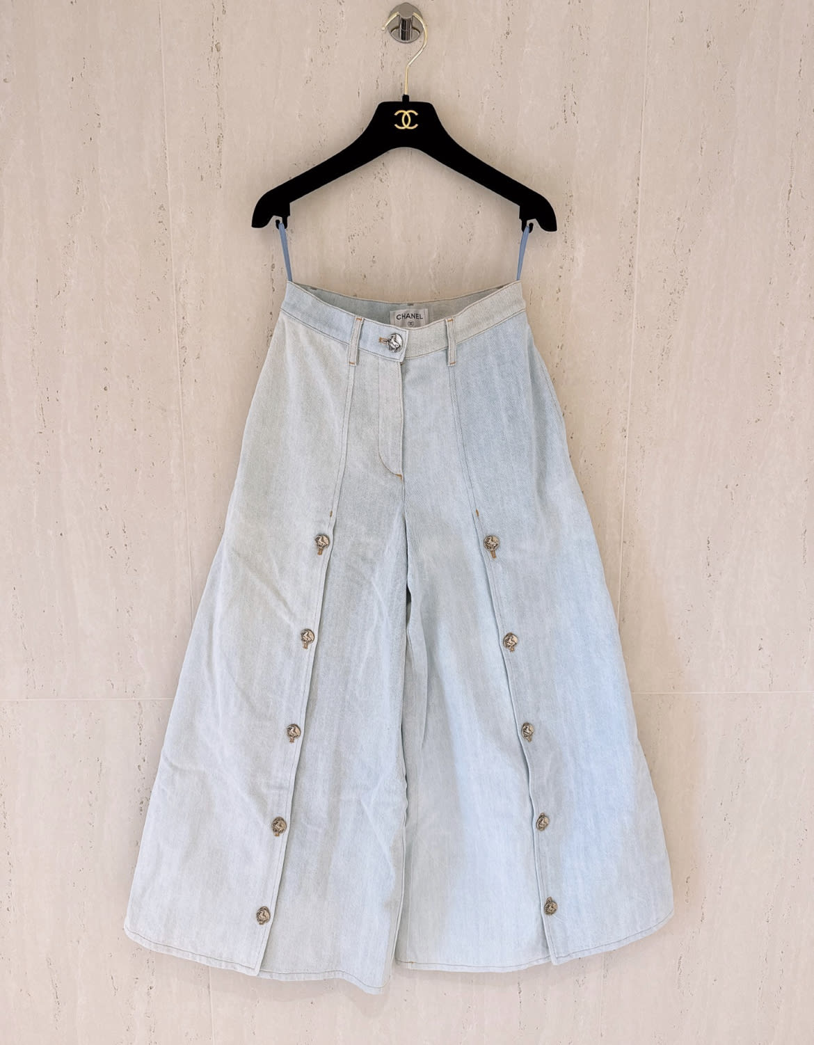 Chanel 2010 Greek Series wide led denim pants Size 34