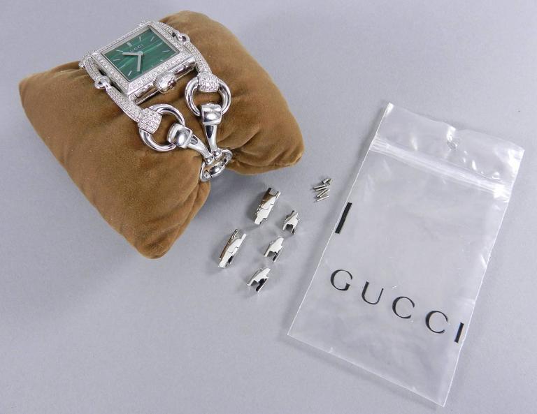 Gucci Ladies White Gold Diamond Malachite Signoria Wrist watch Ref YA116306