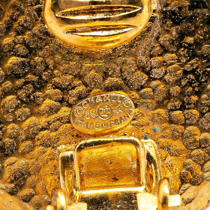 Chanel Gold Plated Coco Mark Round Earrings 96A