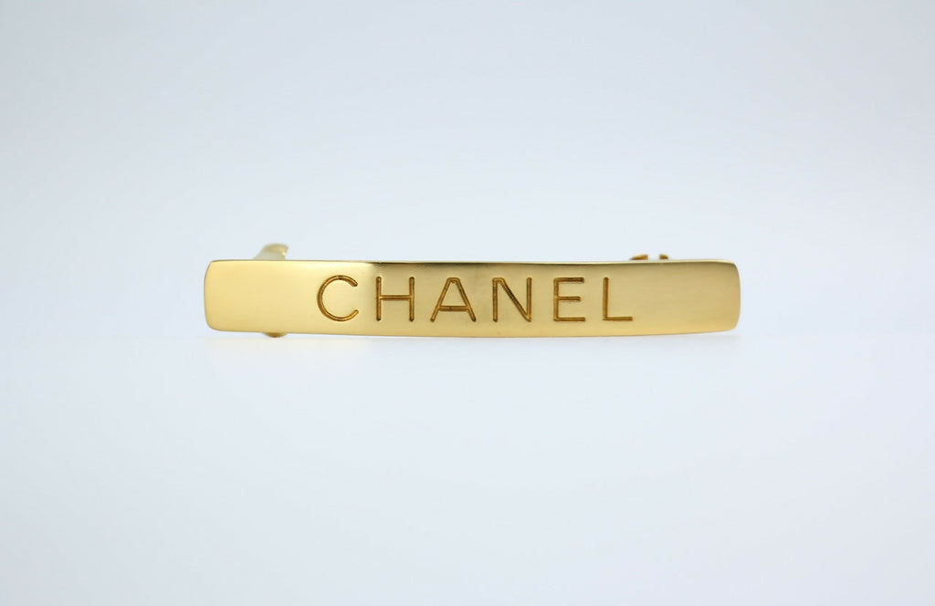 Chanel Vintage 98A Matte Gold-plated ‘CHANEL’ Hairpin