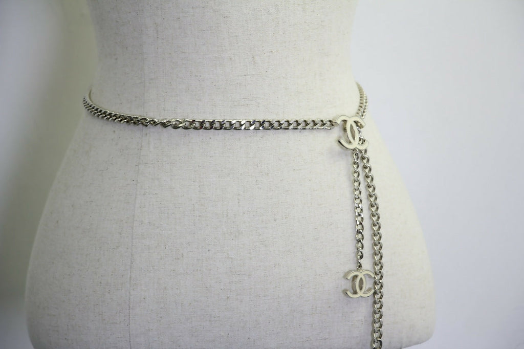 Chanel Vintage 05V Metal White Three CC Waist Chain