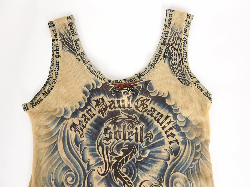 Jean Paul Gaultier Soleil Vintage Mesh Tattoo Bodycon Dress – L / 10
