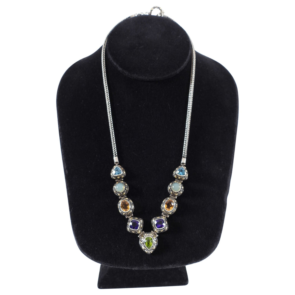Samuel B Benham BJC Multi Gemstone Sterling 18k Gold Necklace