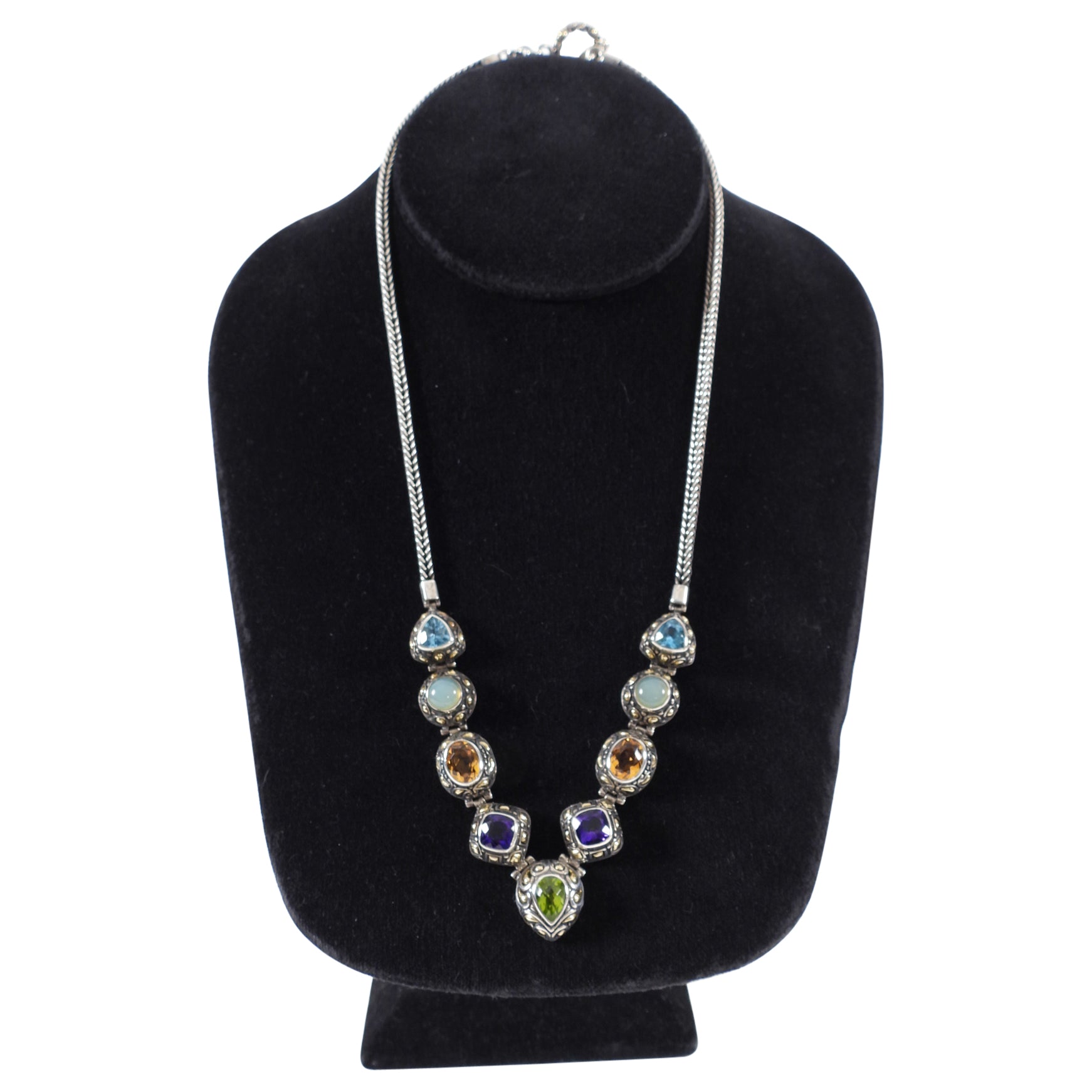 Samuel B Benham BJC Multi Gemstone Sterling 18k Gold Necklace